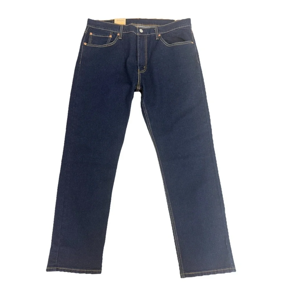 Levis 502 Men's Taper Jeans Stretch Blue Dark‎ Wash Denim 36x30 Work Cowboy New